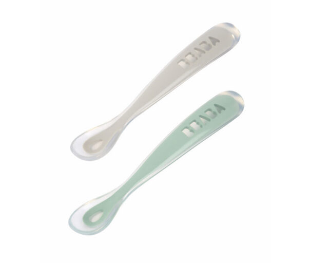 Set Babylepels Siliconen Grijs en Groen Béaba