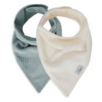 Slabbetjes Bandana Velvet Rib Sea Green/Ivory Set 2 Jollein