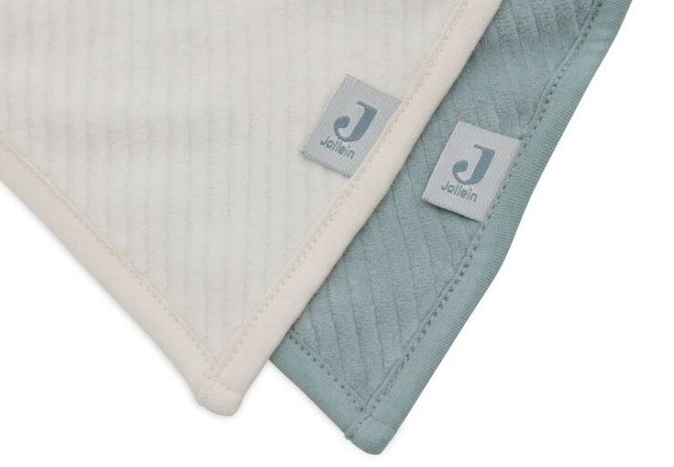 Slabbetjes Bandana Velvet Rib Sea Green/Ivory Set 2 Jollein