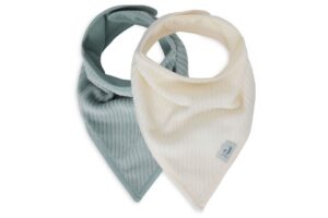 Slabbetjes Bandana Velvet Rib Sea Green/Ivory Set 2 Jollein