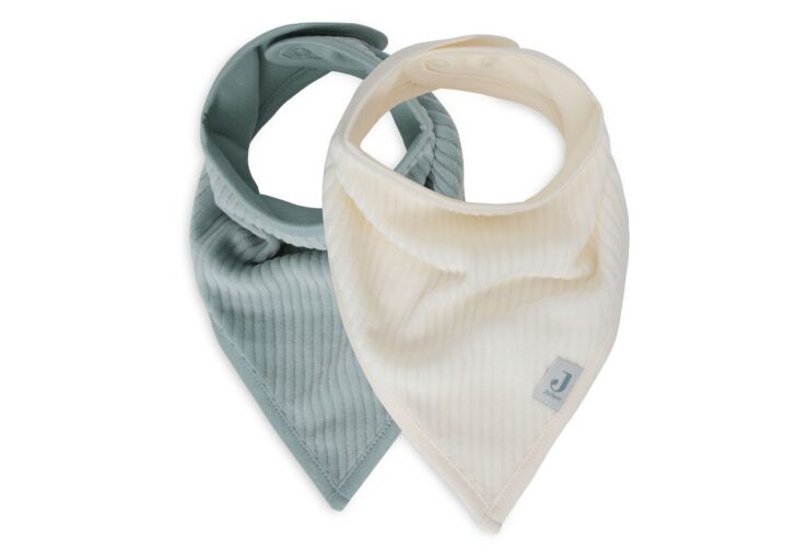 Slabbetjes Bandana Velvet Rib Sea Green/Ivory Set 2 Jollein