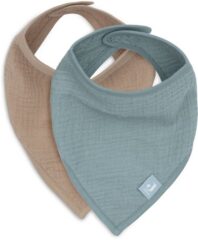 Slabbetjes Bandana Hydrofiel Sea Green/Biscuit Set 2 Jollein