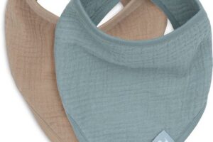 Slabbetjes Bandana Hydrofiel Sea Green/Biscuit Set 2 Jollein