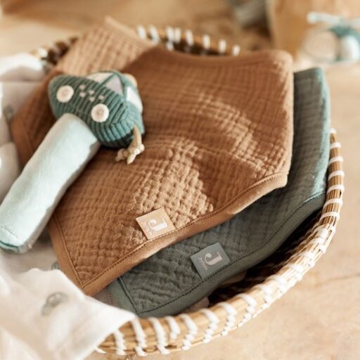 Slabbetjes Bandana Hydrofiel Sea Green/Biscuit Set 2 Jollein