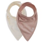 Slabbetjes Bandana Velvet Rib Wild Rose/Ivory Set 2 Jollein