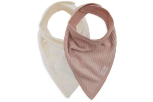 Slabbetjes Bandana Velvet Rib Wild Rose/Ivory Set 2 Jollein