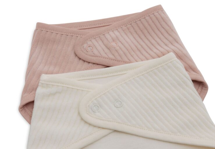 Slabbetjes Bandana Velvet Rib Wild Rose/Ivory Set 2 Jollein