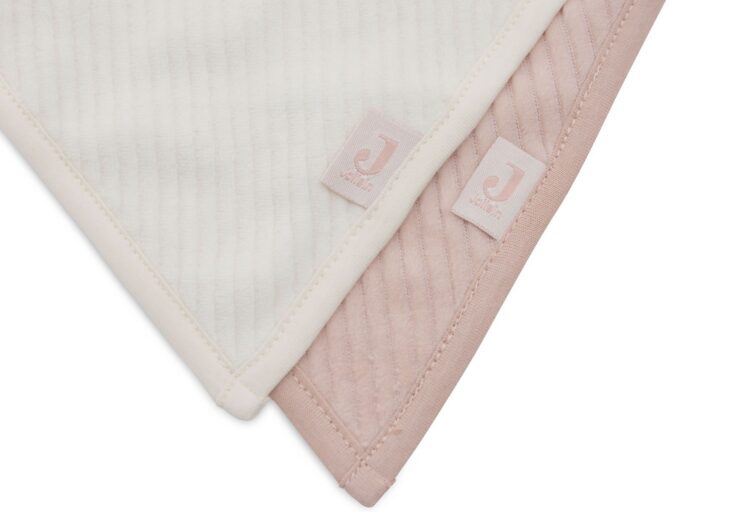 Slabbetjes Bandana Velvet Rib Wild Rose/Ivory Set 2 Jollein