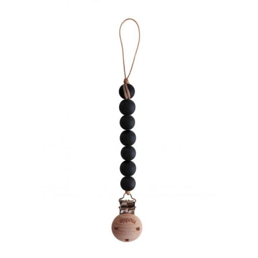 Fopspeenketting Halo Black Mushie