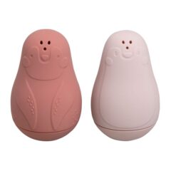 Spuitfiguur Pinguïn Stone Red en Oud Roze Set 2 Baby's Only