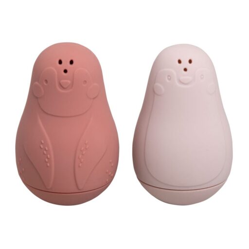 Spuitfiguur Pinguïn Stone Red en Oud Roze Set 2 Baby’s Only