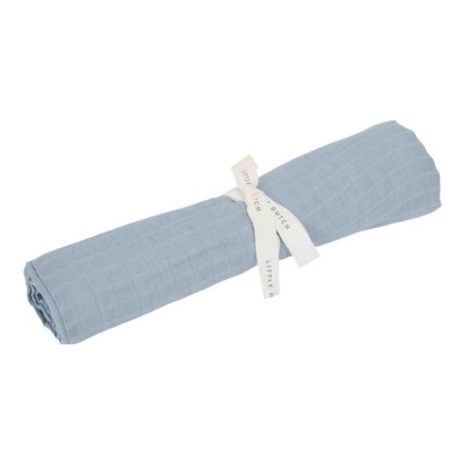Swaddle Doek Muslin Pure Denim Blue 120×120 Cm Little Dutch