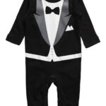 Kruippakje Tiny Suit Zwart Strikje 6-9M