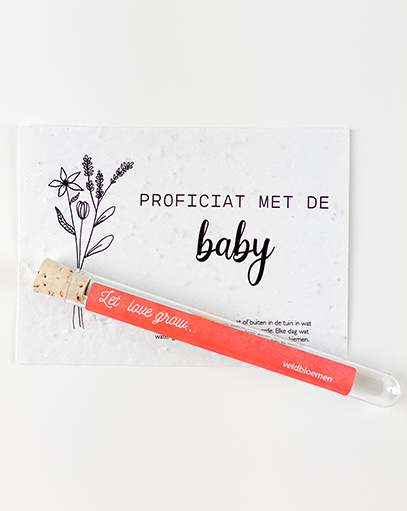 Wenskaart In Tube Let Love Grow Proficiat Baby Minimou
