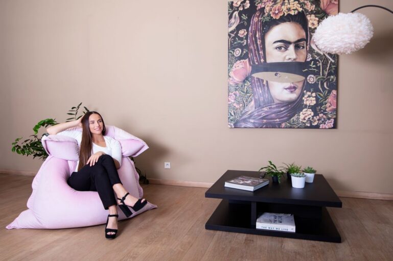 Zitzak Beanbag Velvet Pink Sit On It